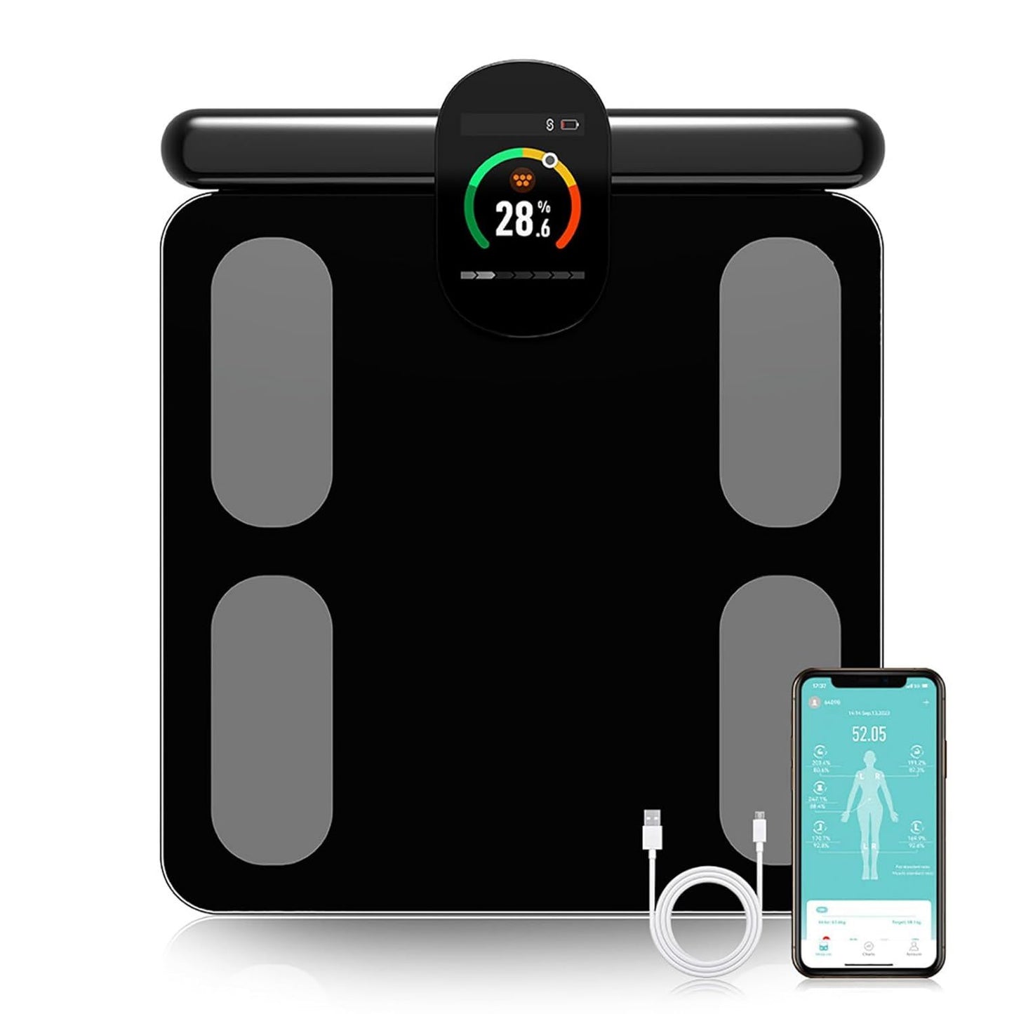 Pèse-personne numérique - commande via application, usage à domicile, 400 lb, noir