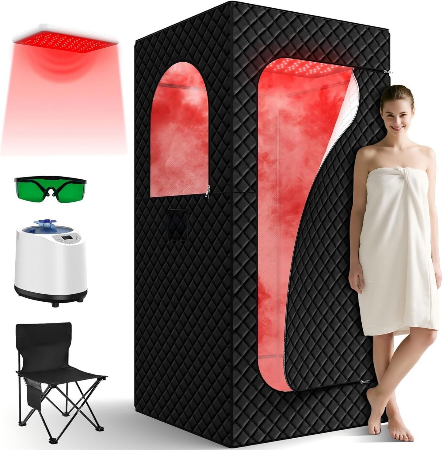 Appareil de luminothérapie rouge - avec générateur de vapeur, avec télécommande, avec chauffage, format portable, 660 nm, 3 l, 1200 W
