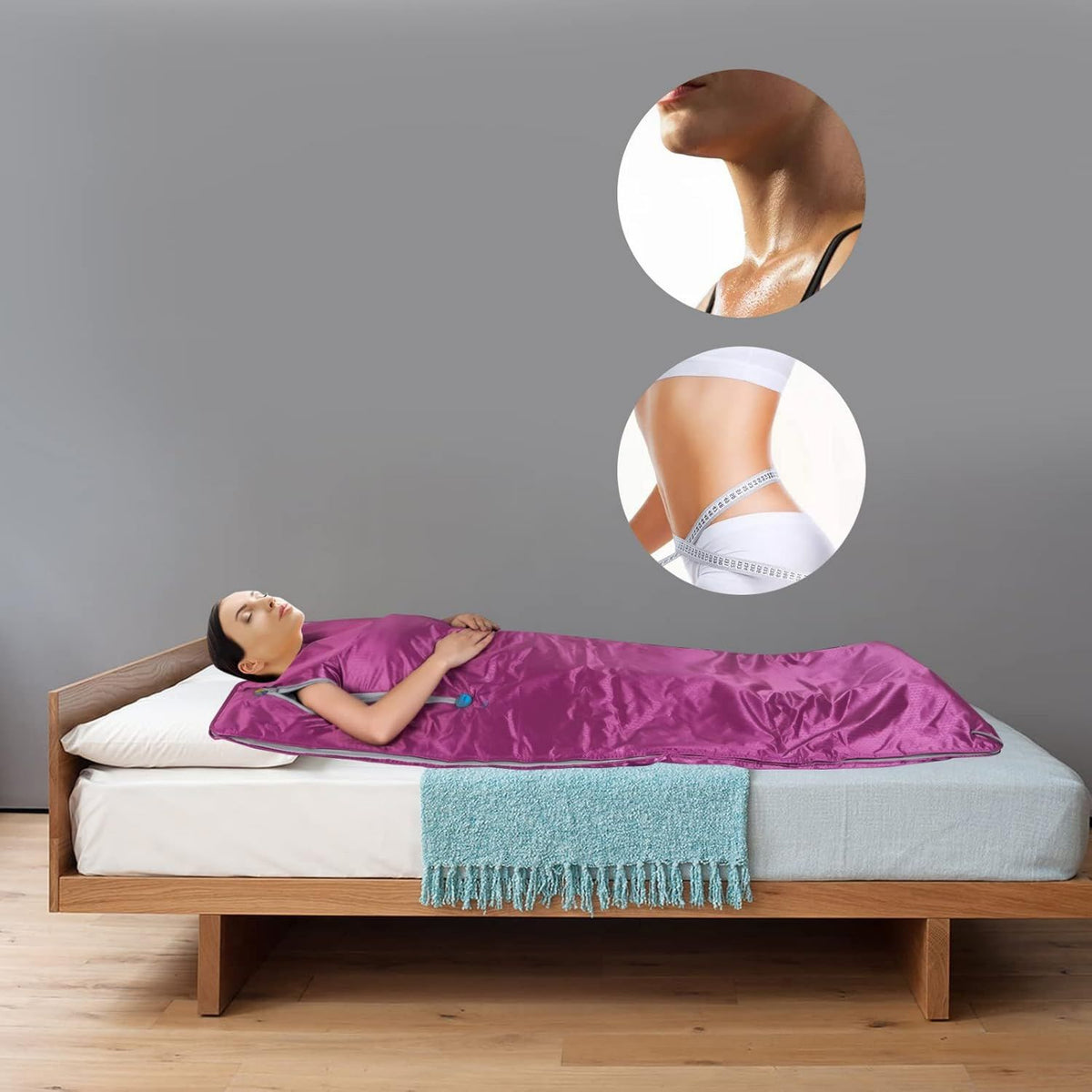 Couverture de sauna infrarouge - pivotant, avec télécommande, format portable, 180 x 80 cm, violet