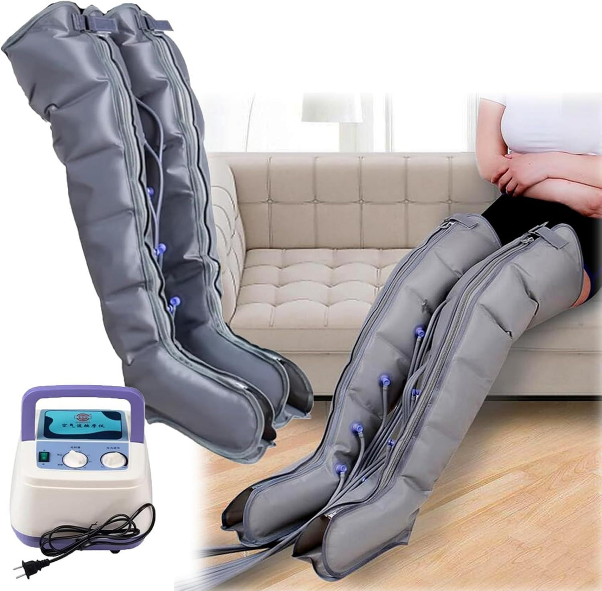 Appareil de massage - massage par compression d'air, 6 Chambres, gris