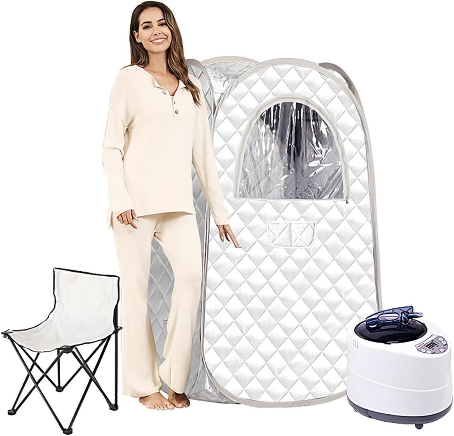 Sauna vapeur portable: pliable, format portable, usage à domicile, blanc