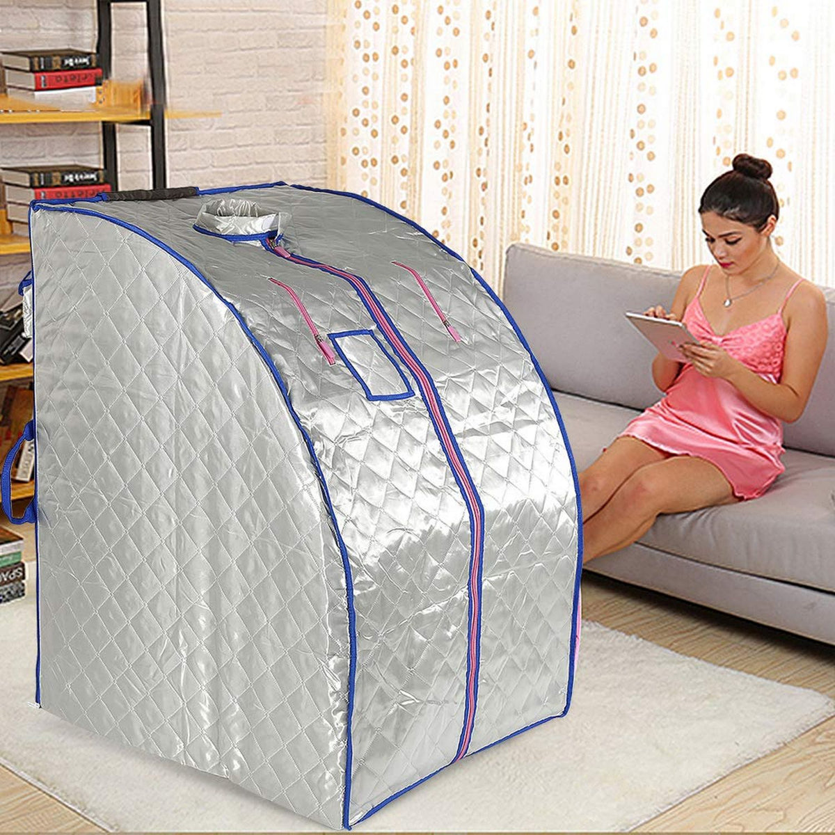 Sauna vapeur portable – pliable, avec télécommande, avec chauffage, format portable, 1000 W