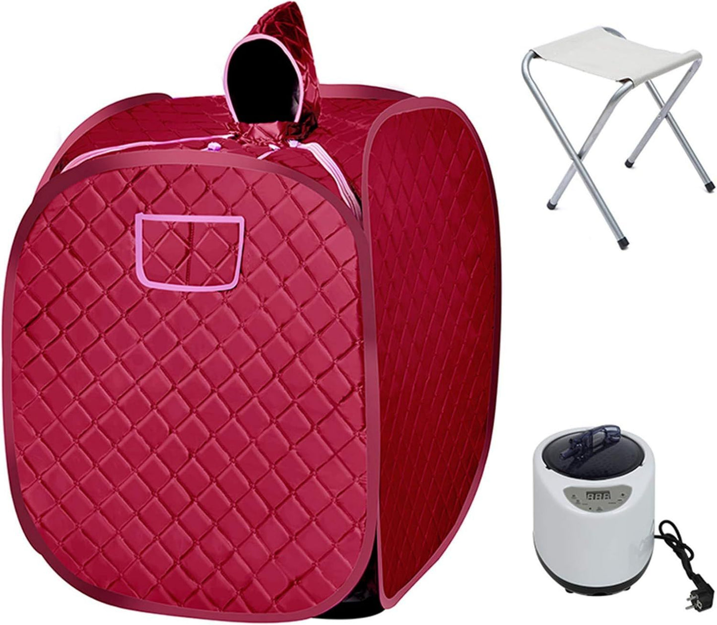 Sauna vapeur portable – pliable, format portable, usage à domicile, 100 x 80 x 80 cm, 5 l, rouge