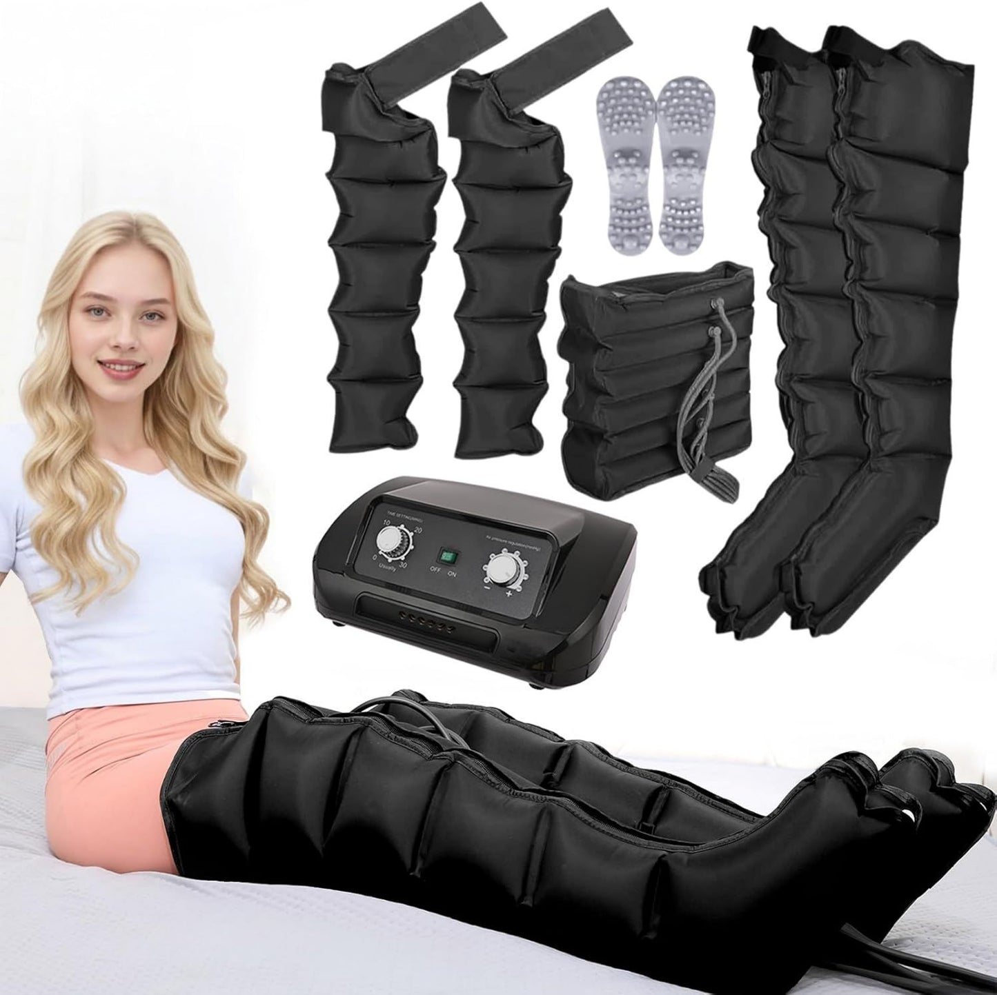Bottes de pressothérapie: réglable, avec caméra, 240 mmhg, noir