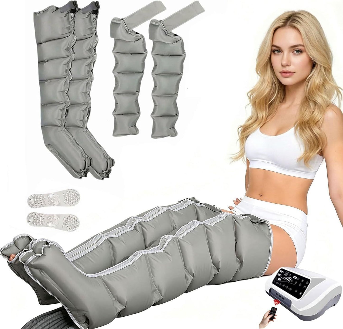 Bottes de pressothérapie - massage par compression d'air, avec télécommande, 240 Mmhg