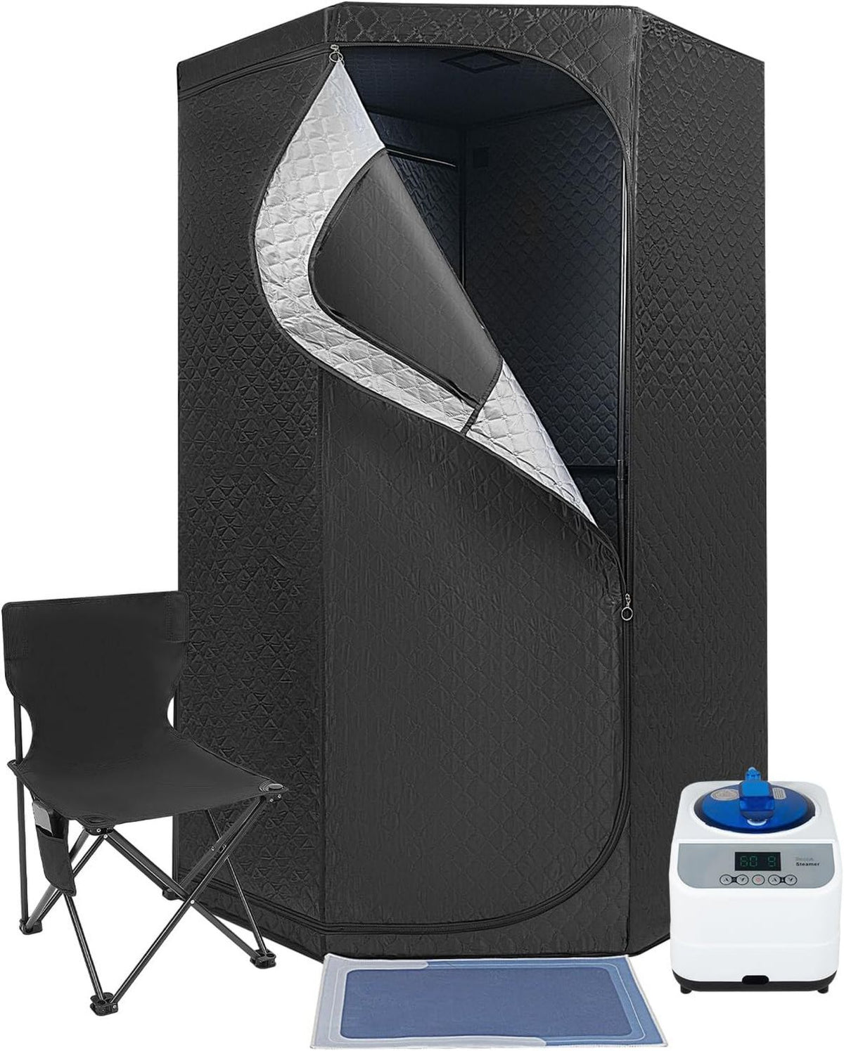 Sauna vapeur portable – avec générateur de vapeur, avec télécommande, format portable, usage à domicile, 1350 W, 3 l, 9 niveau x