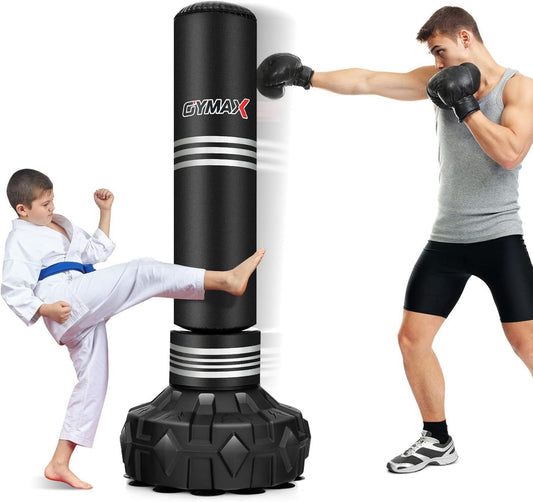 Sac de frappe – sur pied, base à ventouses, 170cm, GYMAX