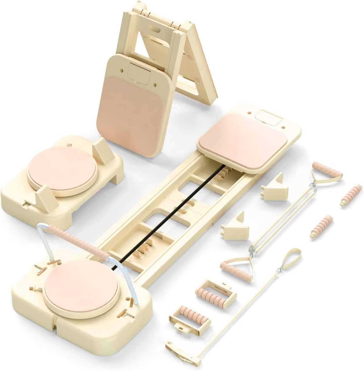 Reformer Pilates: avec bandes de résistance, format compact, pliable, format portable