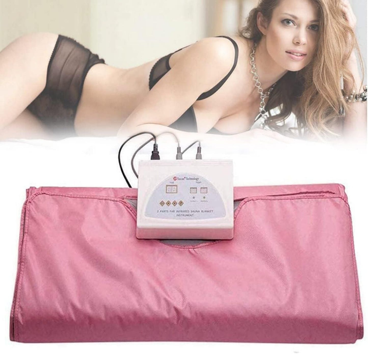 Couverture de sauna infrarouge - infrarouge lointain, avec télécommande, rose