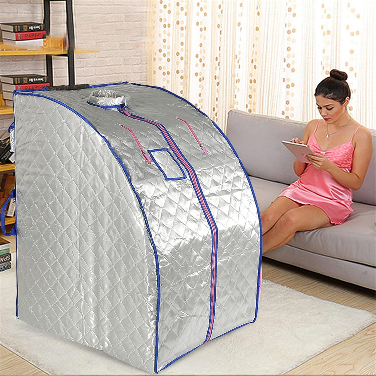 Sauna vapeur portable – pliable, avec télécommande, format portable, usage à domicile, 80x70x98 cm, MINGYI