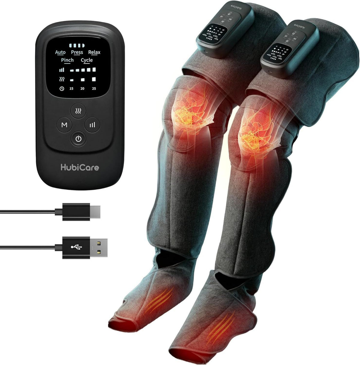 Appareil de massage: fonction chauffante, massage par compression d'air, 5 modes, HuBDIC