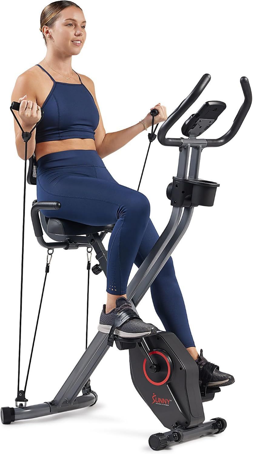Sunny Health & Fitness Vélo d'appartement: résistance magnétique, pliable, usage à domicile, 14 Niveau x
