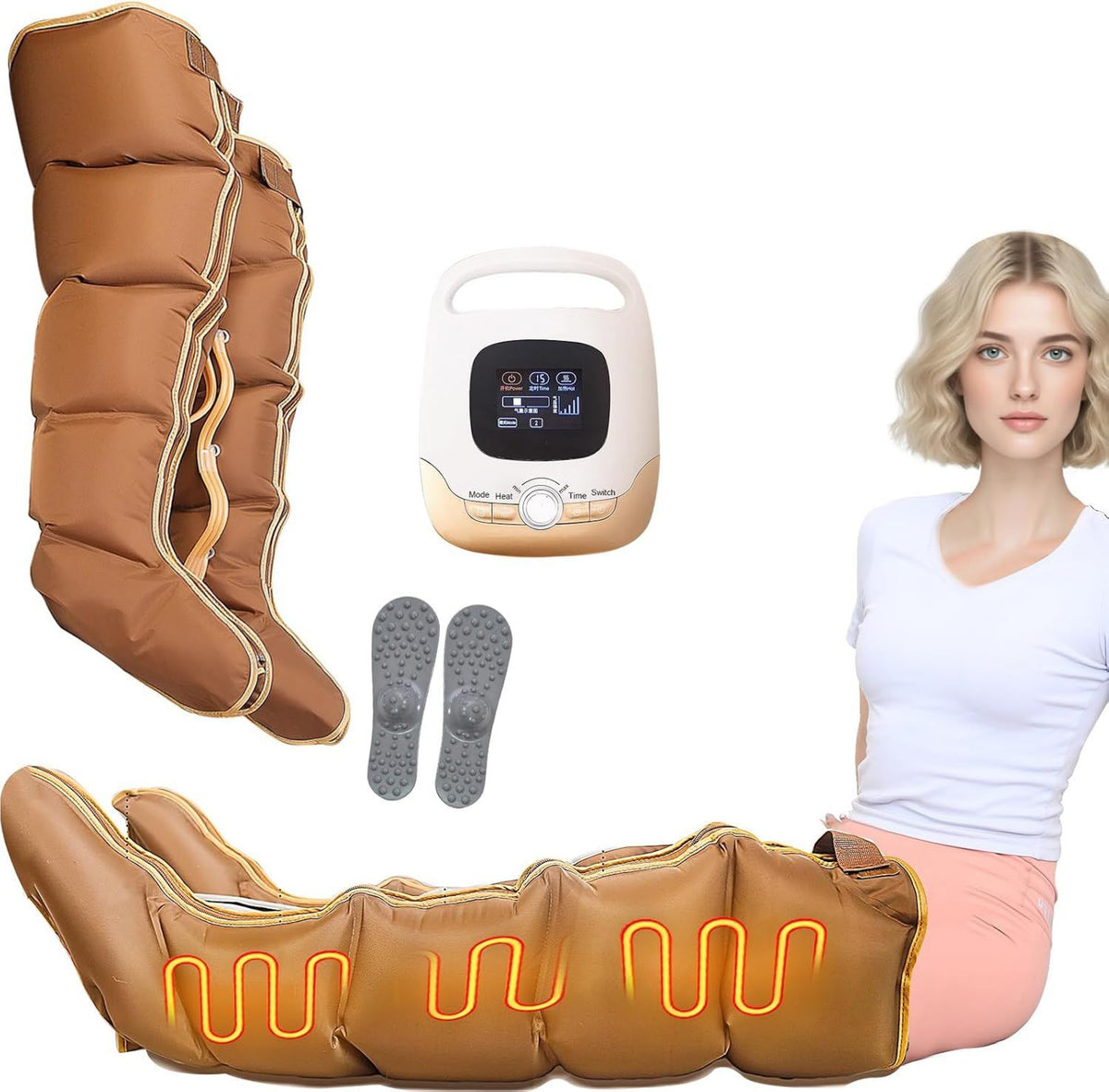 Bottes de pressothérapie – massage par compression d'air, usage à domicile, 2 niveau x, 5 modes