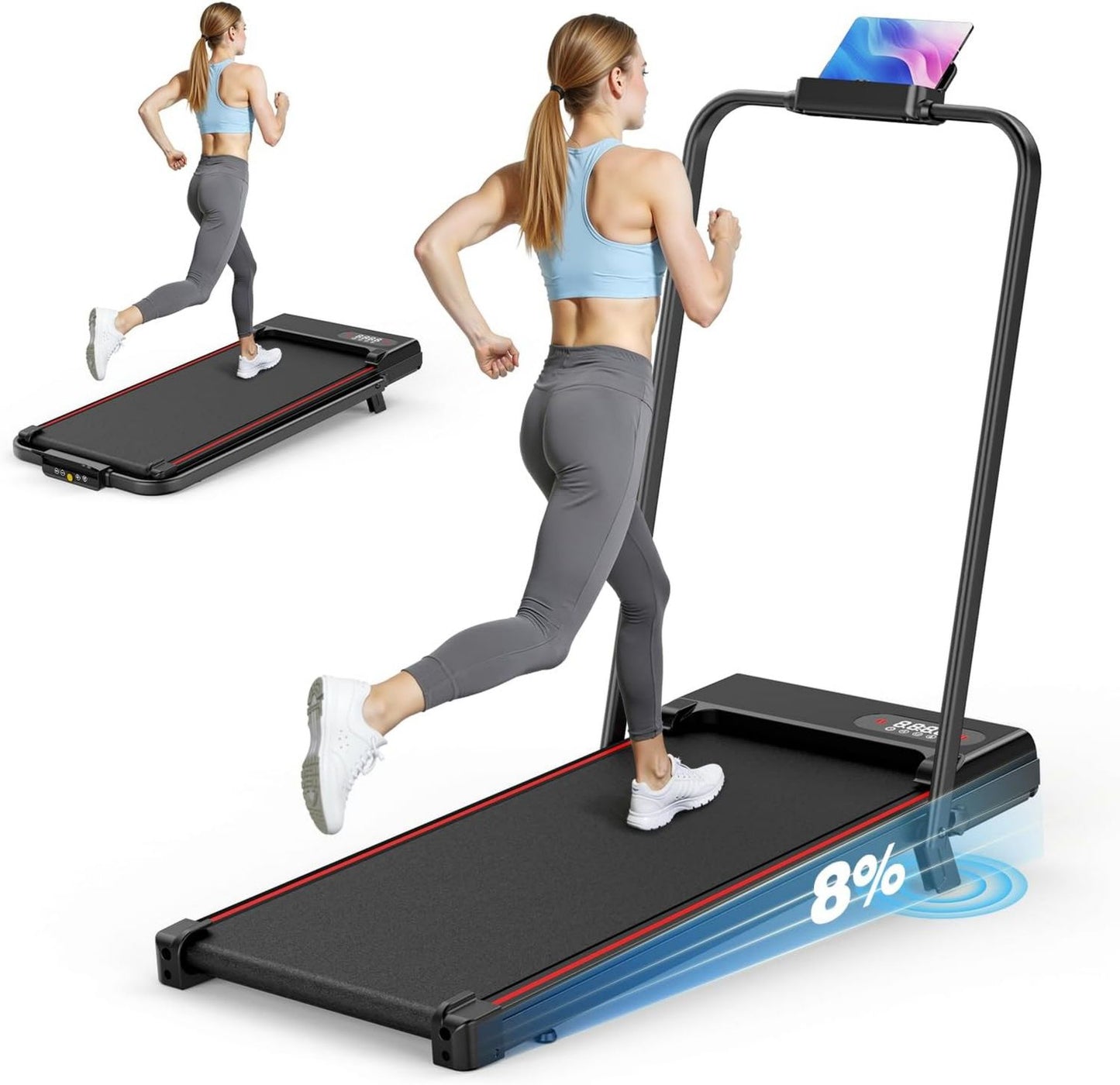 Tapis de marche – fonctionnement silencieux, format compact, pliable, réglable, 3.0HP